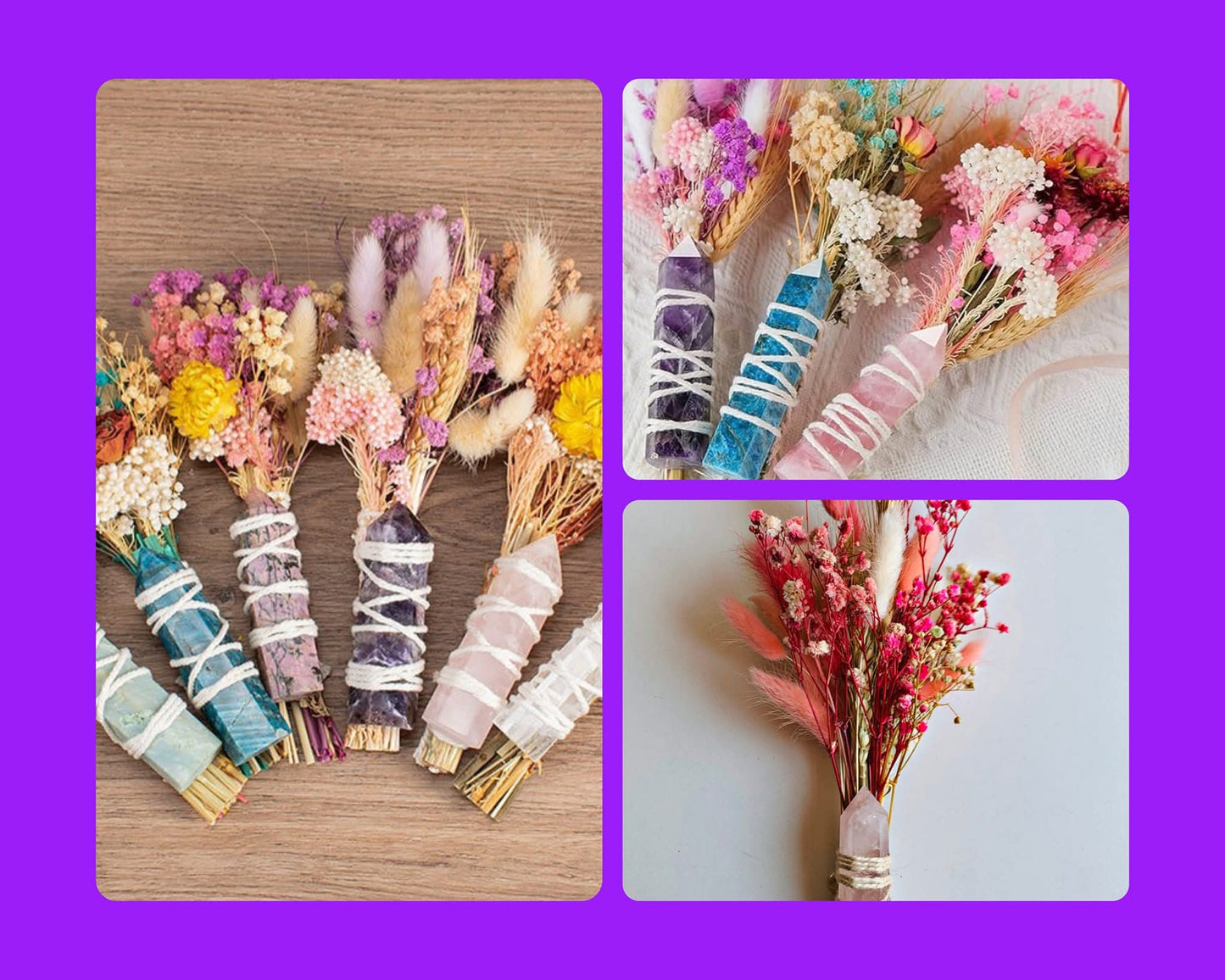 Crystal w/ Dried Flower Bouquet